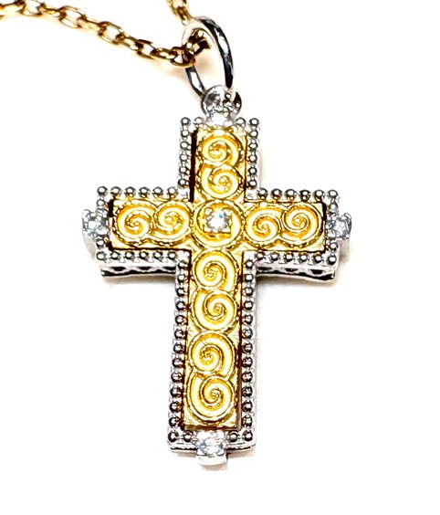 Necklace Arcadia Sacro in Silver Cubic Zirconia CR29 CROCE - CR29 CROCE